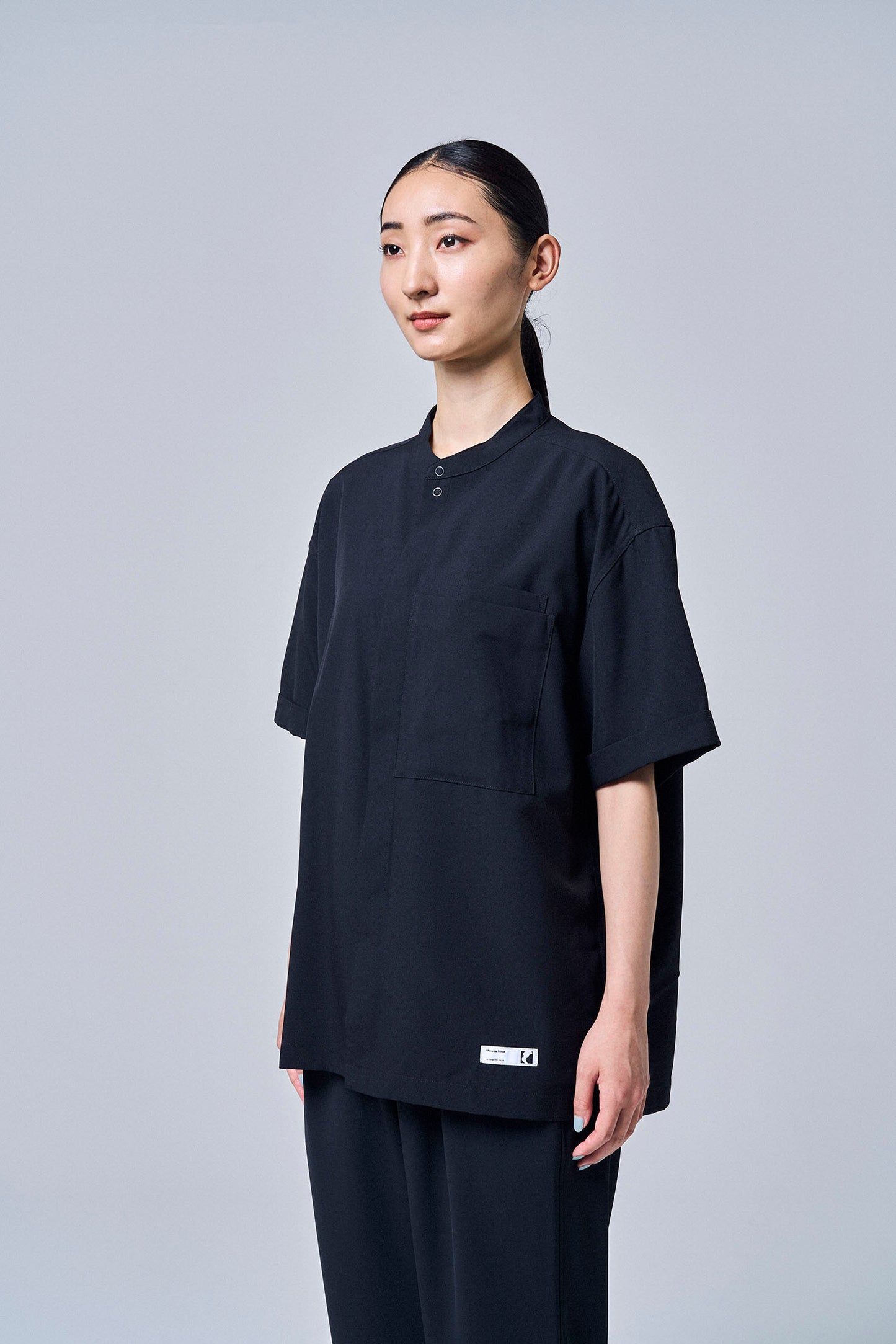 S/S BAND COLLAR WORK SHIRT