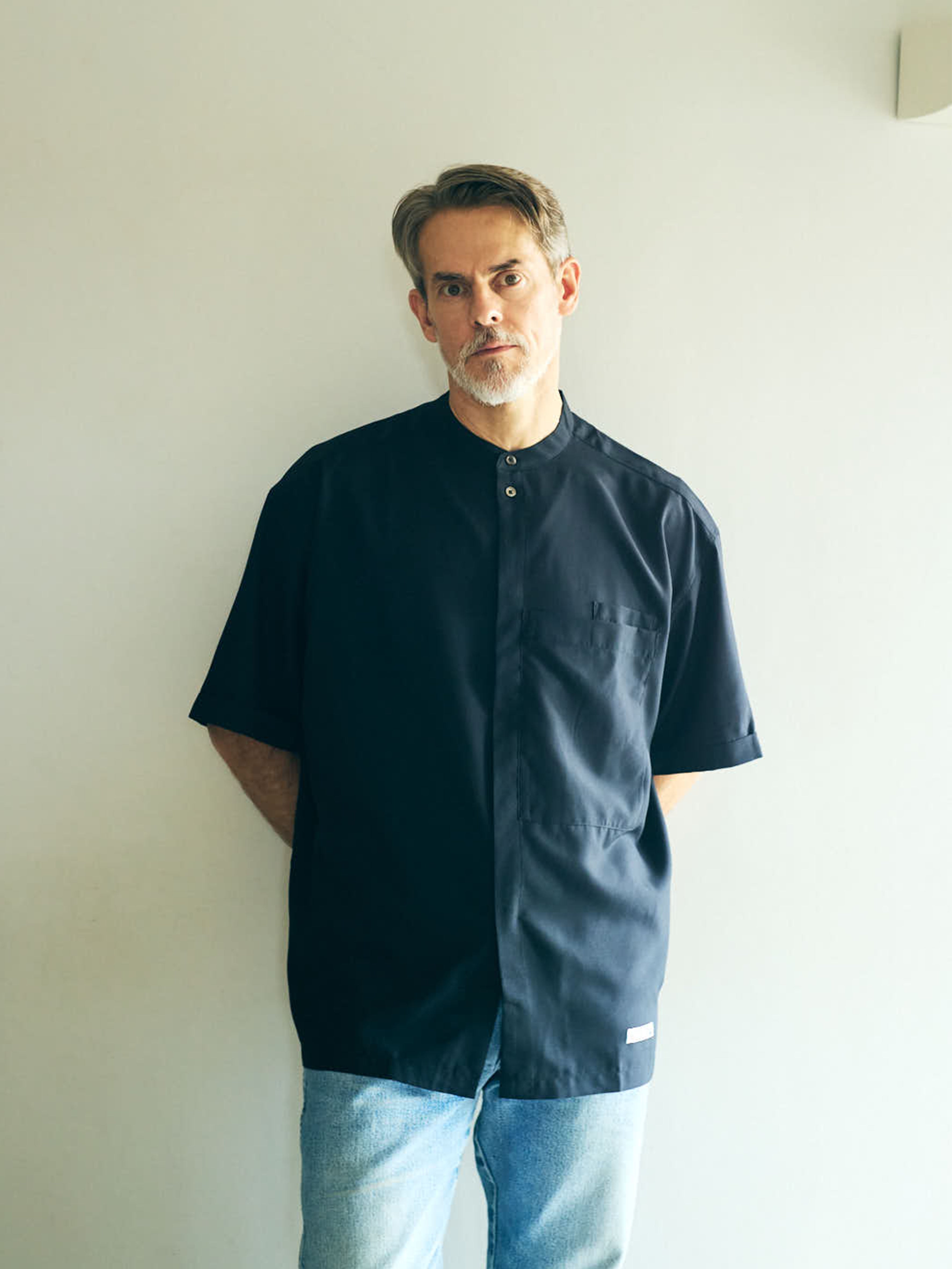 S/S LIGHT WEIGHT BAND COLLAR WORK SHIRT